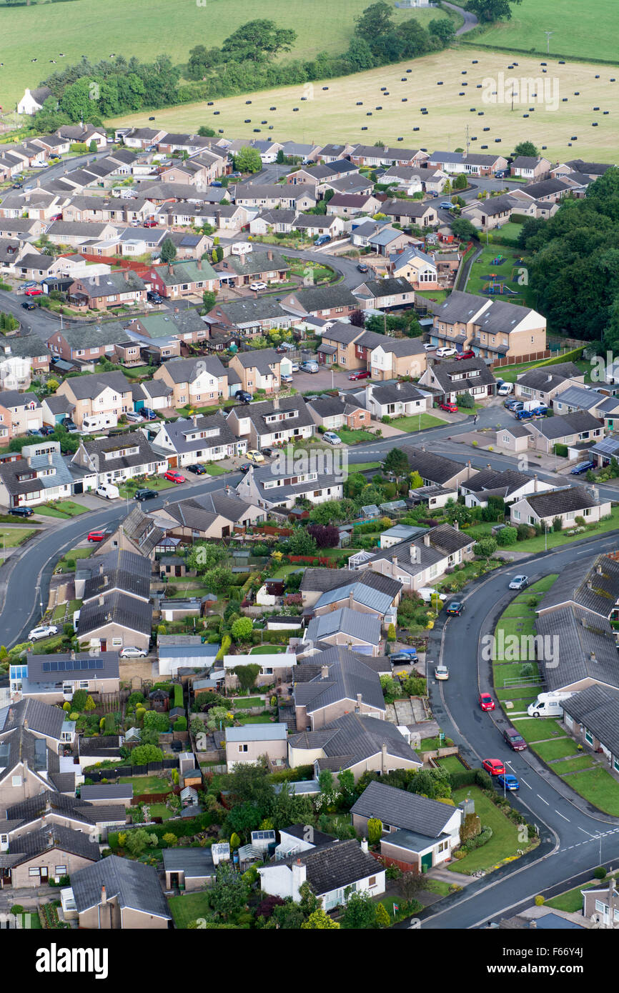 Housing estate on the edge of the countryside, Appleby in Westmorland, Cumbria, UK. Stock Photo