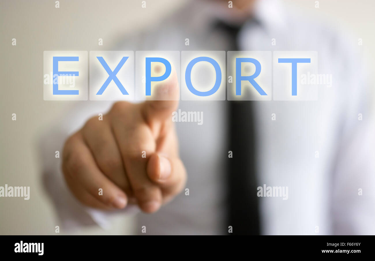 businessman is pointing export text Stock Photo