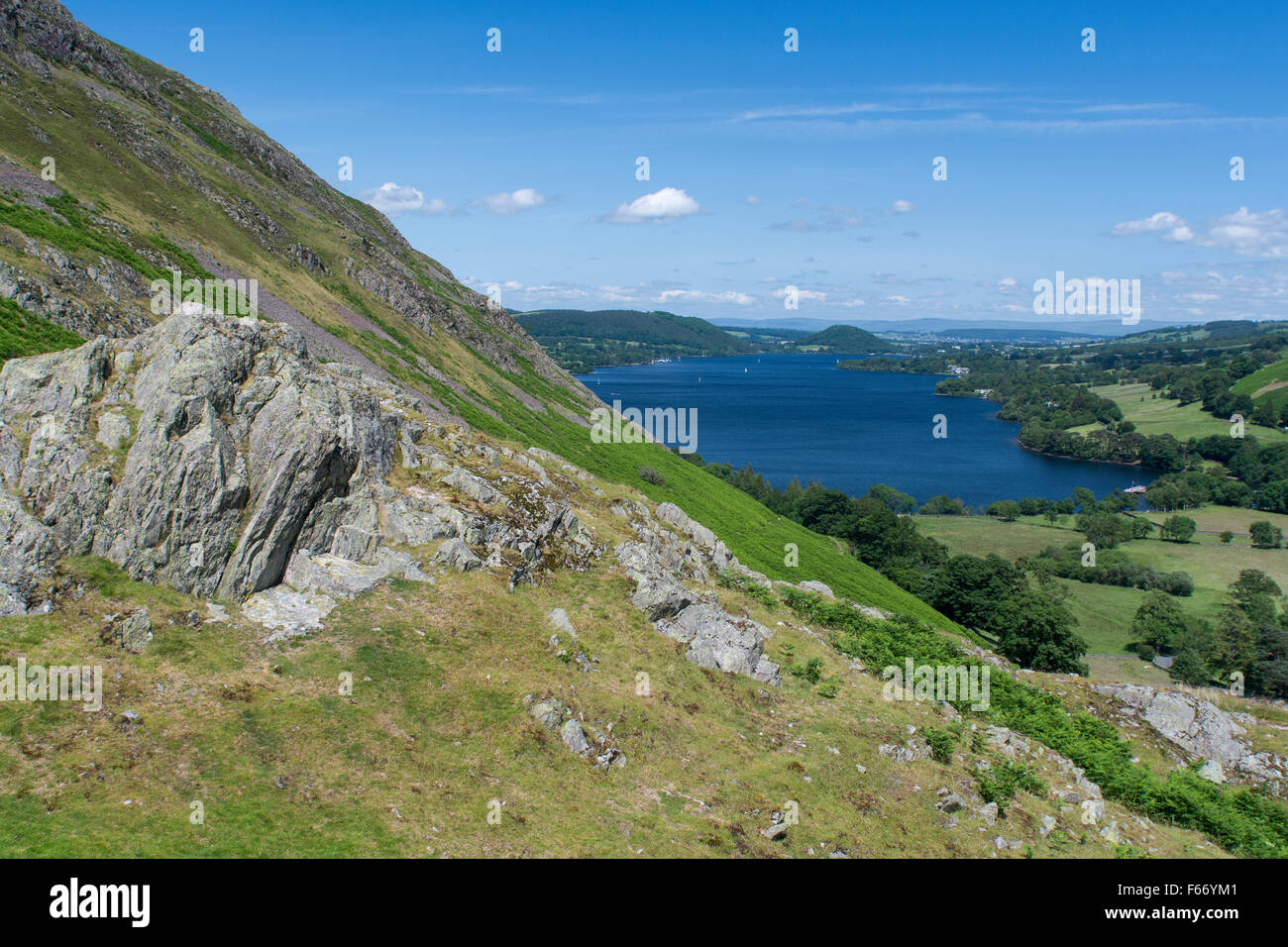 Ullswater from Martindale looking over Hallin Fell and Howtown. English Lake District, Cumbria, UK. Stock Photo