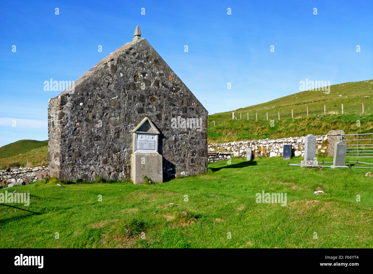 A view of the ruined church of St Moluag at Kilmaluag, Kilmuir