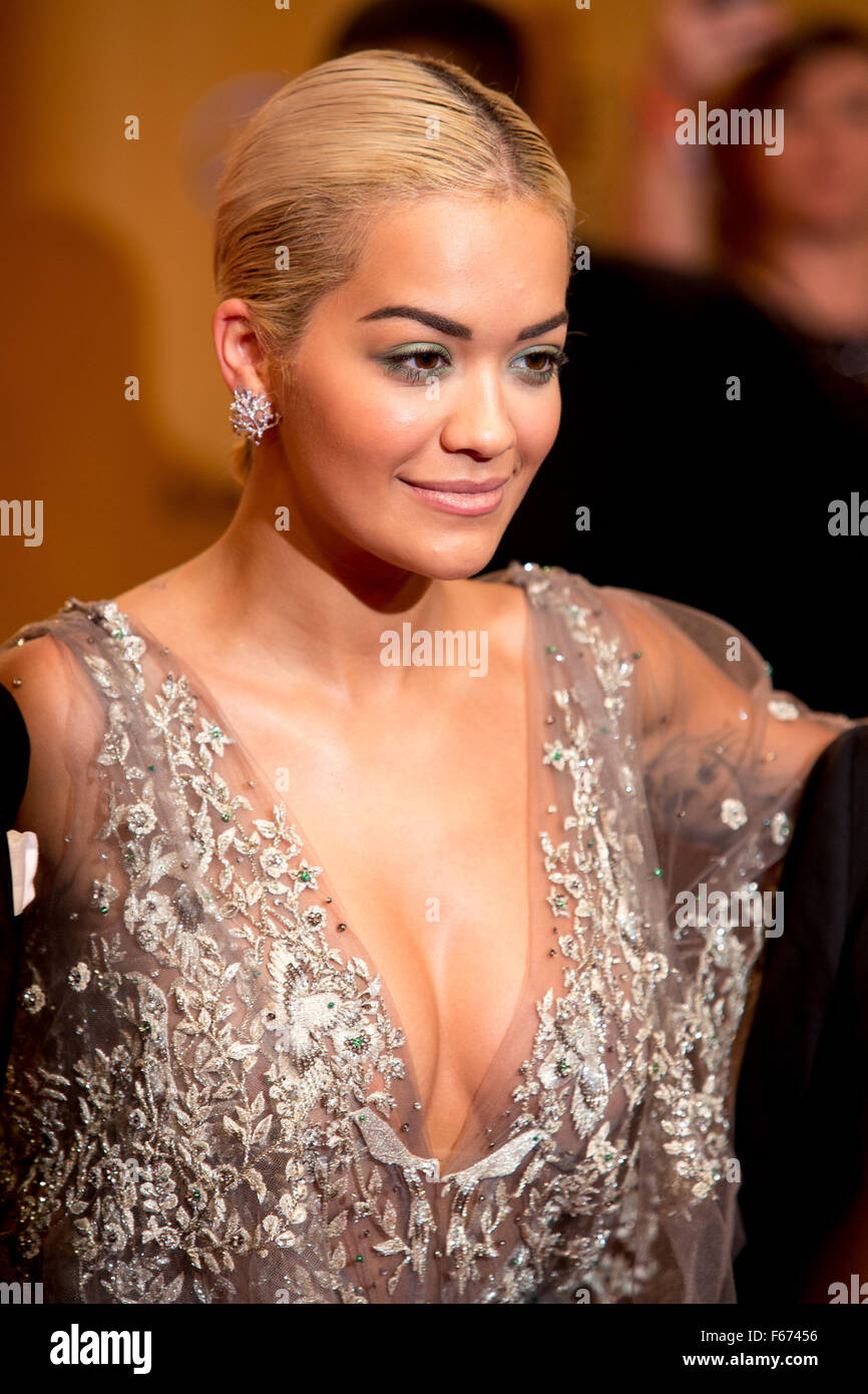 Rita Ora poses at the winners board during the Bambi Awards 2015 at Stage Theatre in Berlin, Germany, on 12 November 2015. Photo: Hubert Boesl - NO WIRE SERVICE - Stock Photo