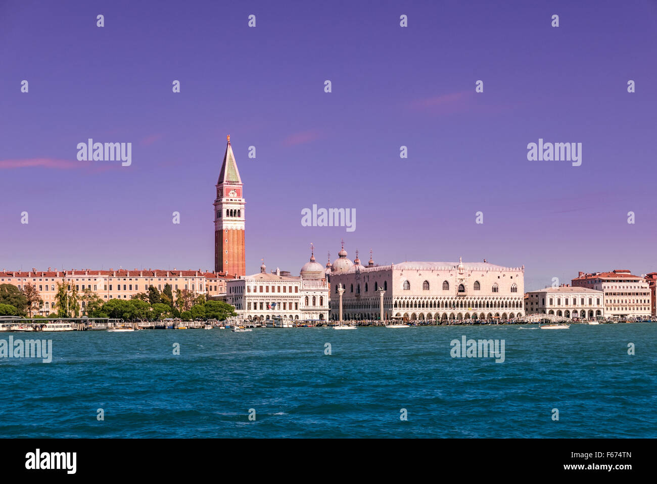 Venice panorama view at sunset from the sea Stock Photo - Alamy