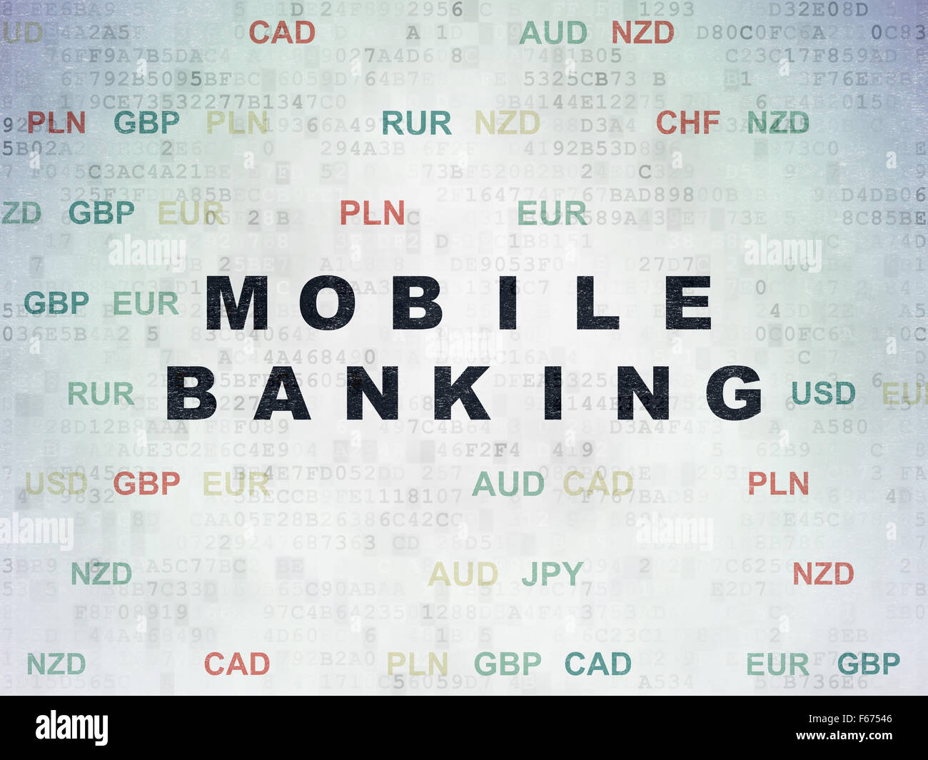 Banking concept: Mobile Banking on Digital Paper background Stock Photo ...