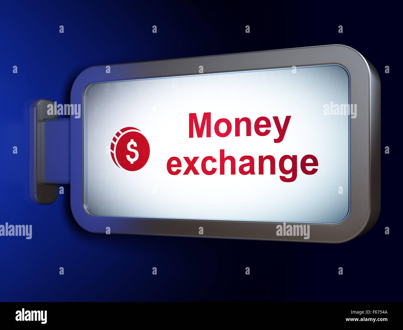 Currency concept: Money Exchange and Dollar Coin on billboard background Stock Photo