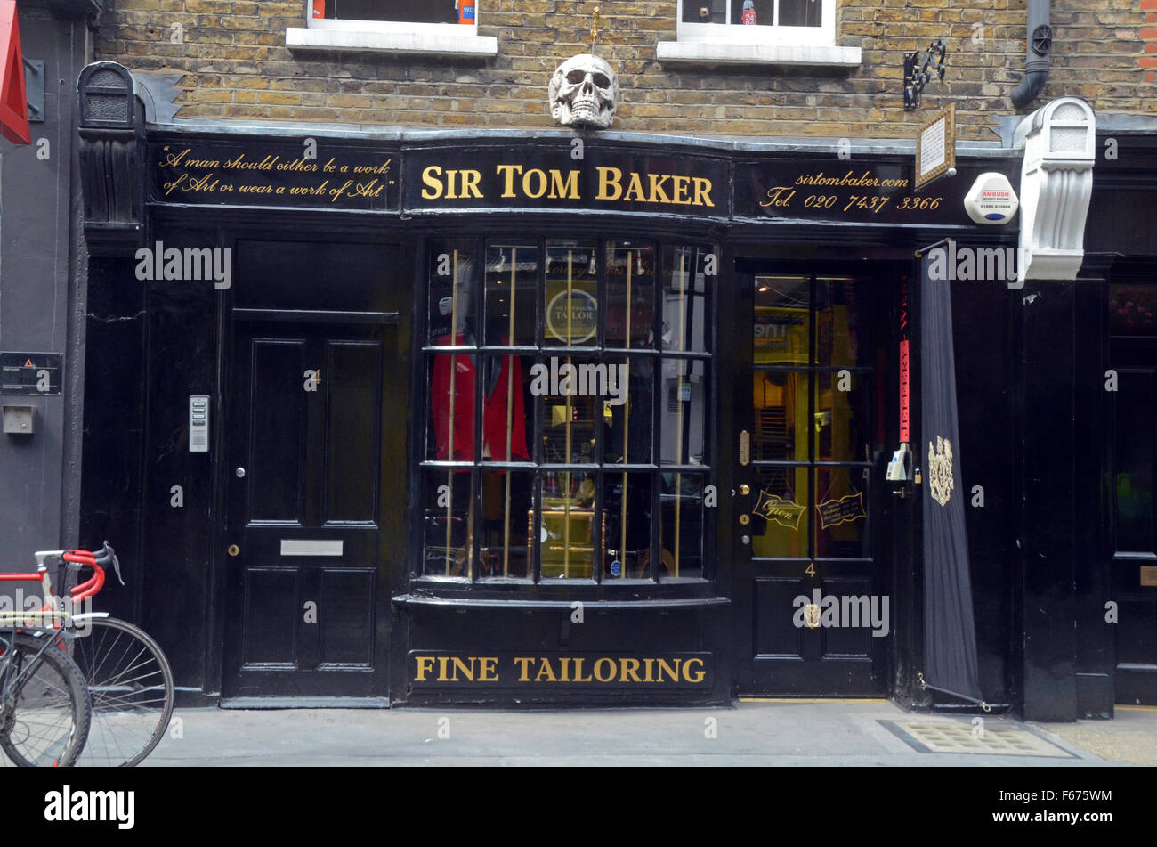 London, UK, 30 June 2015, Sir Tom Baker, bespoke tailor shop in 4 D'Arblay  St, Soho W1F 8DJ Stock Photo - Alamy