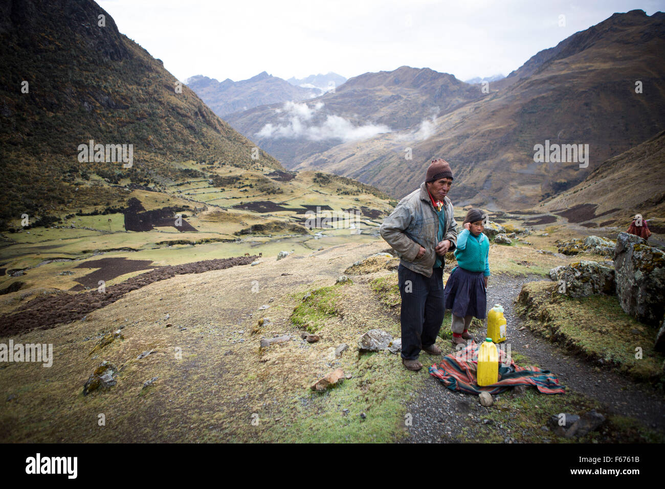 The Lares District of Peru. Lares District is one of eight districts of the province Calca in Peru. Stock Photo