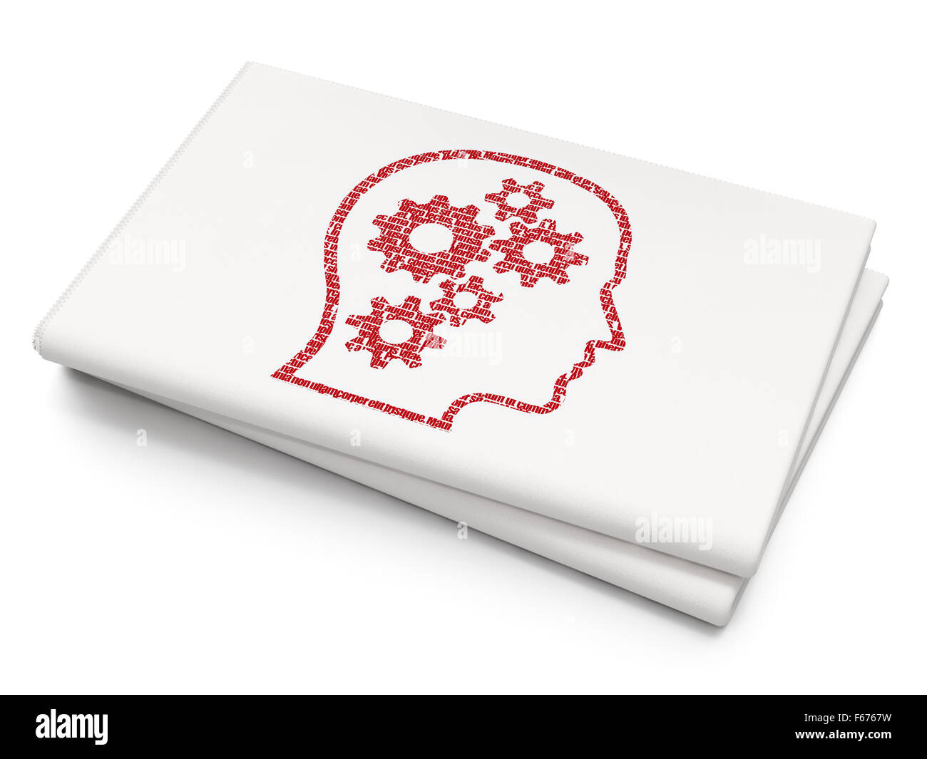 Advertising Concept Head With Gears On Blank Newspaper Background Advertising concept head with gears on blank newspaper background