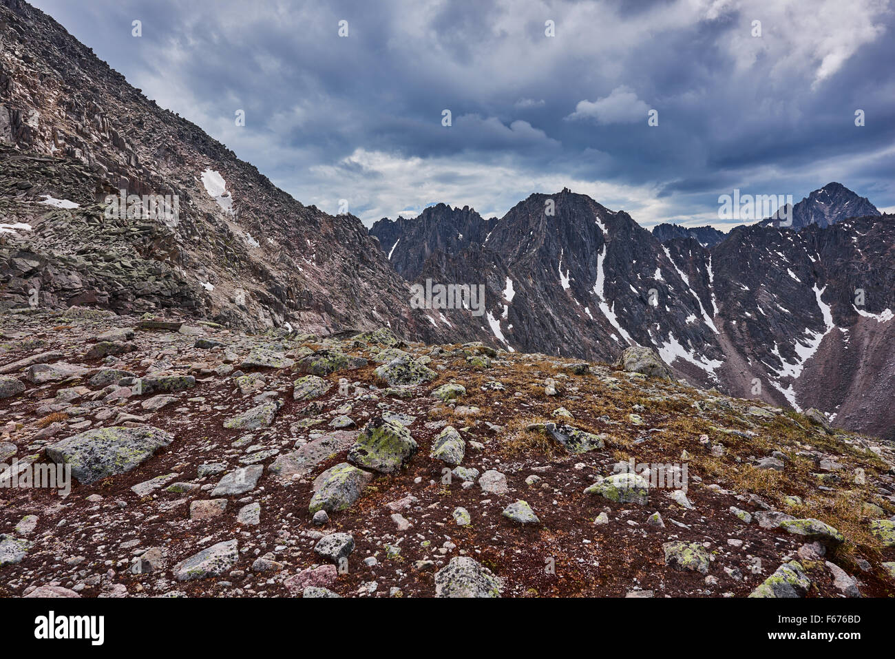 Place the mountain pass. Eastern Siberia. Sayan Mountains.The Republic of Buryatia Stock Photo