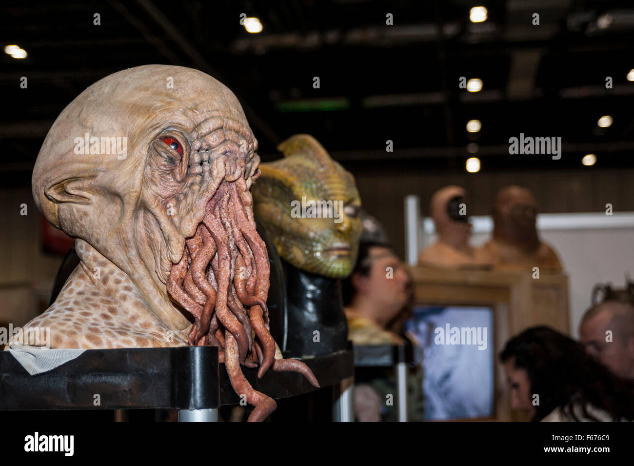 London, UK.  13 November 2015.  Elaborate prosthetics on display for fans gathered at the Excel Centre for the opening of the three day Doctor Who Festival.  The event is a celebration of all things Doctor Who - from costumes, behind the scenes, monsters and more. Credit:  Stephen Chung / Alamy Live News Stock Photo