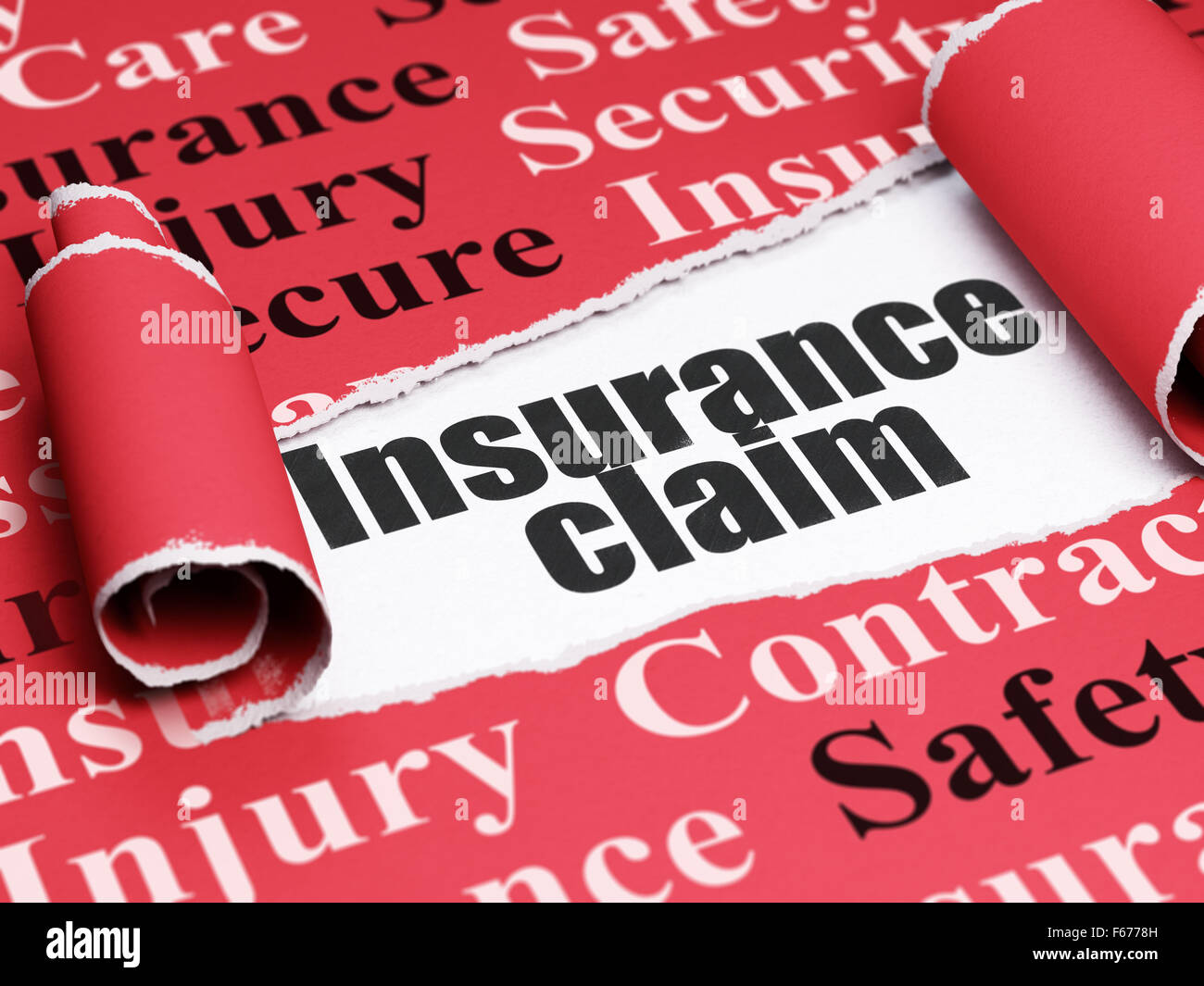 Insurance concept: black text Insurance Claim under the piece of  torn paper Stock Photo