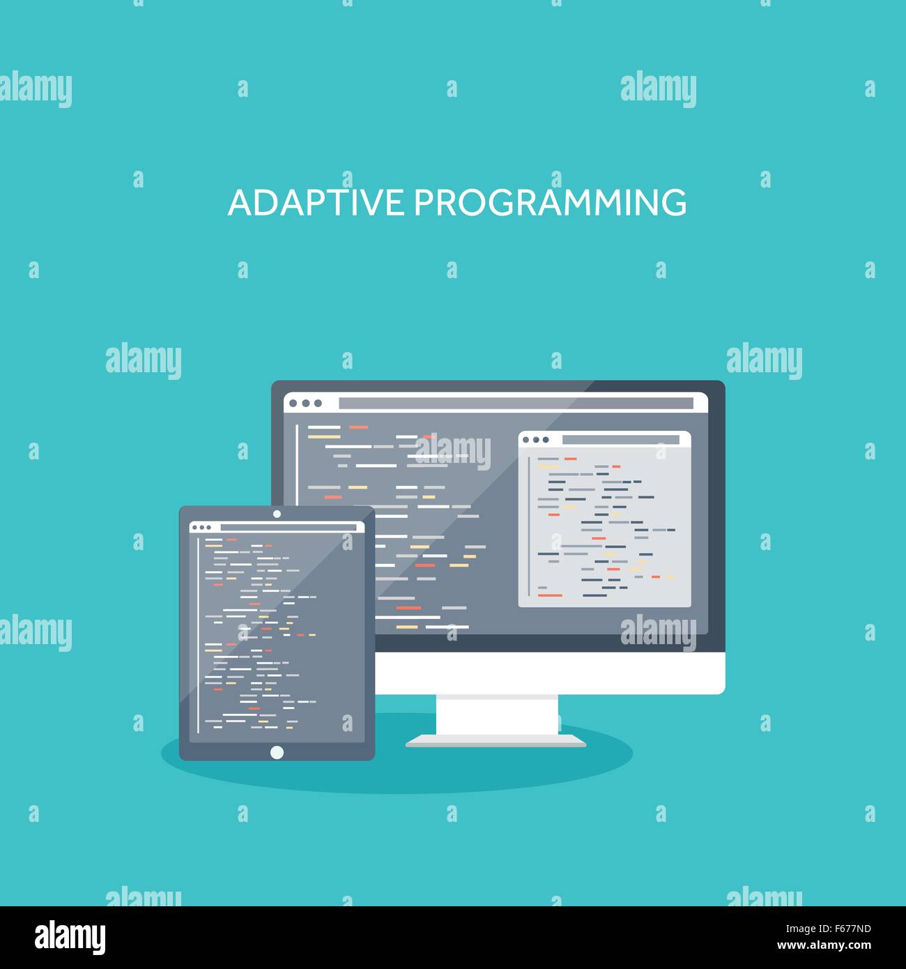 Vector illustration. Flat computing background. Programming ,coding ...