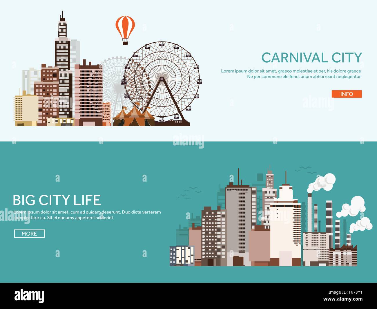 Vector illustration. Set of city silhouettes. Cityscape. Town skyline ...