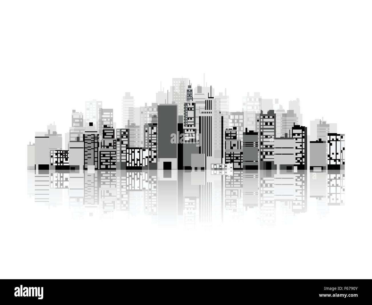 Vector illustration. Set of city silhouettes. Cityscape. Town skyline ...