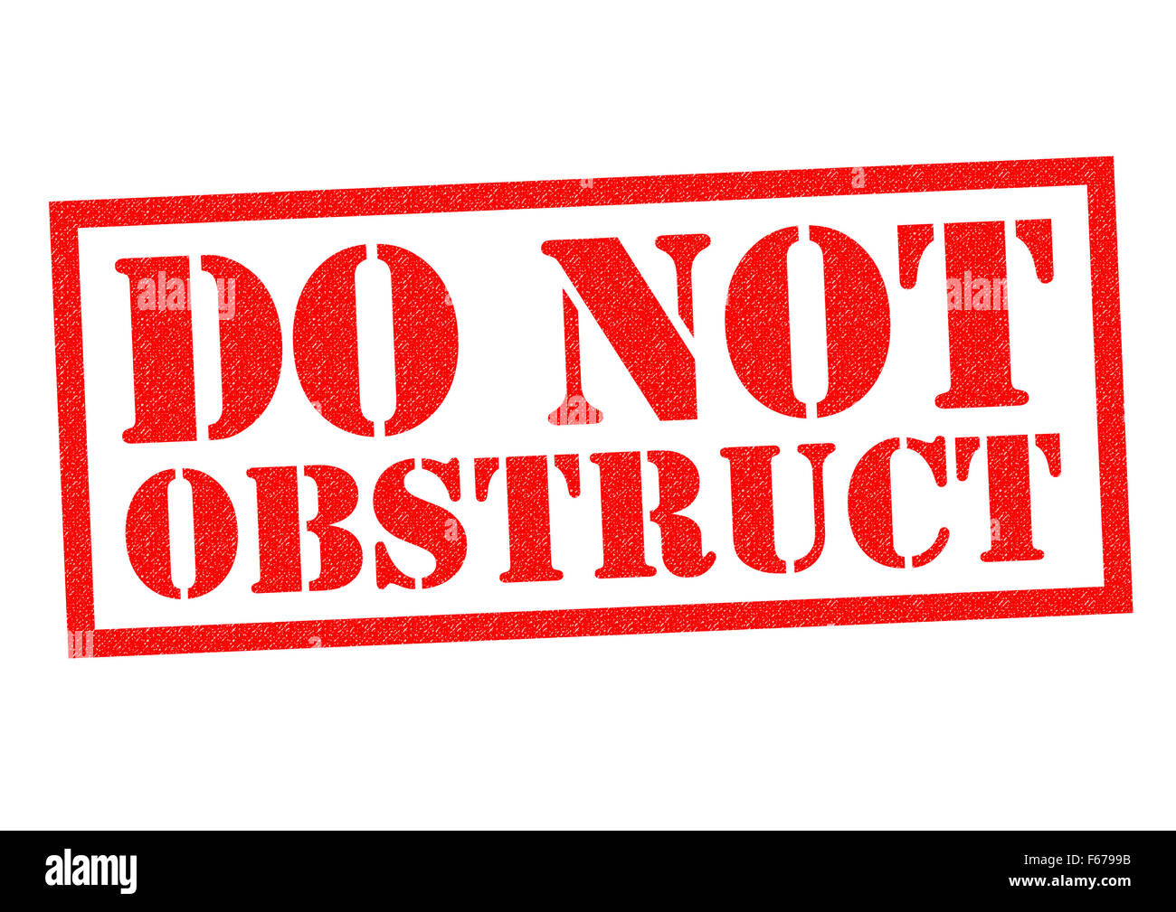 DO NOT OBSTRUCT red Rubber Stamp over a white background. Stock Photo