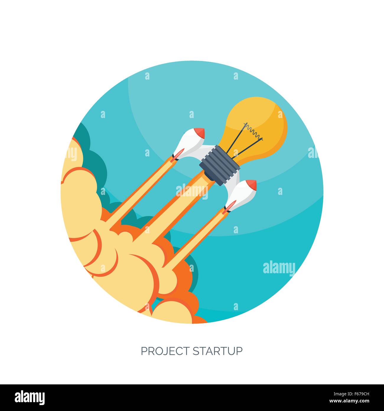 Flat rocket icon. Startup concept. Project development Stock Vector ...