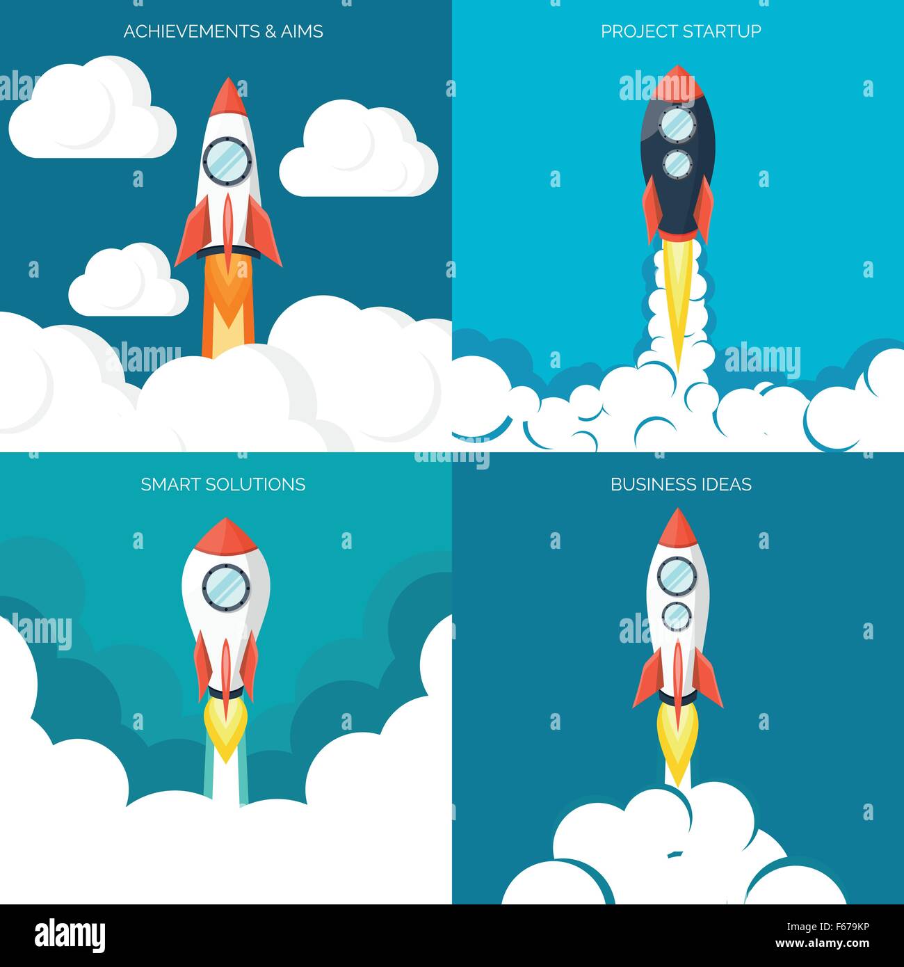 Flat rocket icon. Startup concept. Project development Stock Vector ...