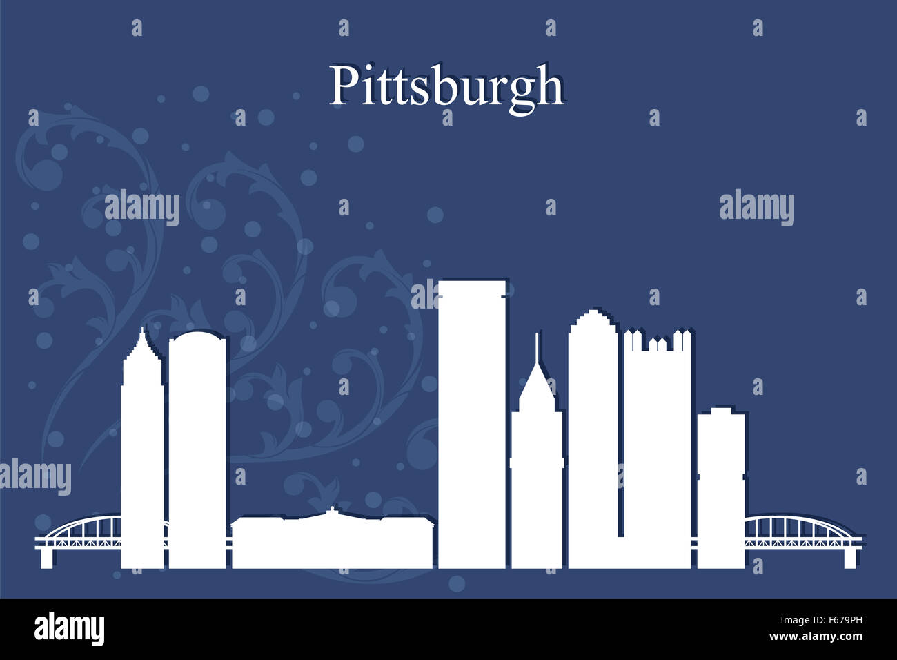 Pittsburgh city skyline silhouette on blue background Stock Photo - Alamy