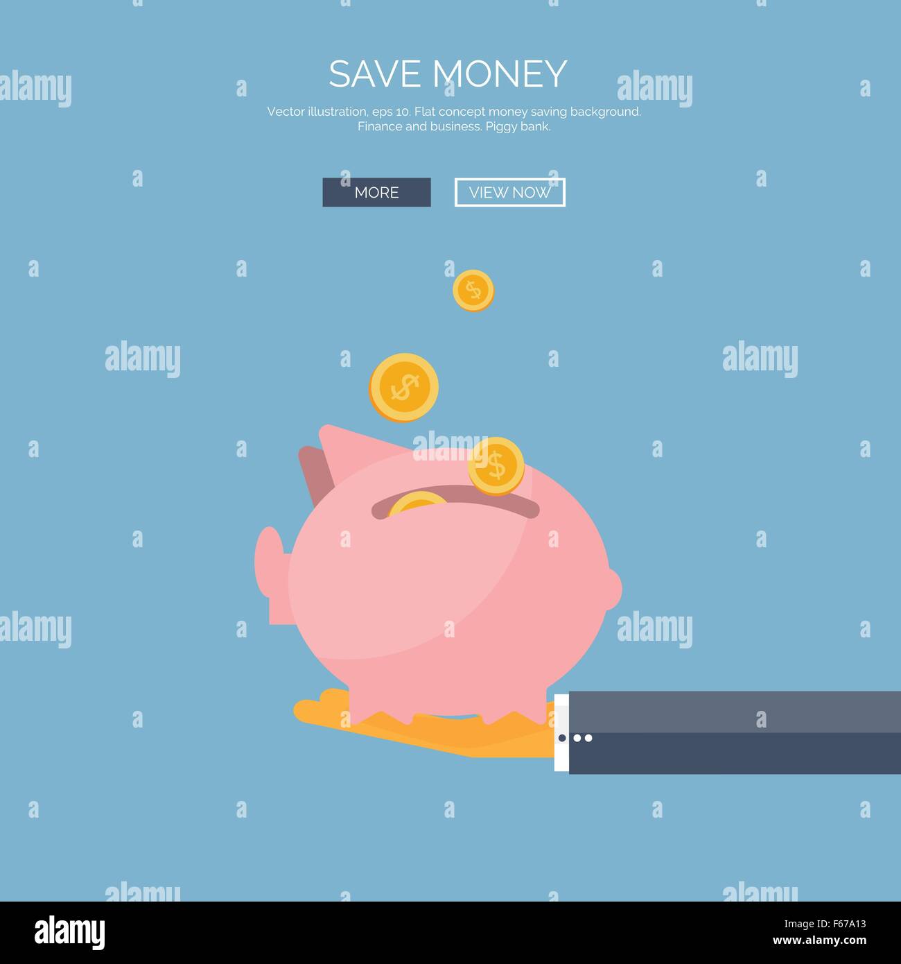 Vector illustration. Flat saving money concept background. Piggy bank ...