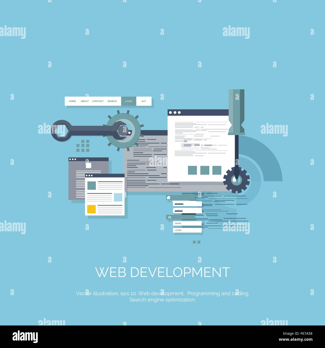 Vector illustration. Flat computing background. Programming,coding. Web ...