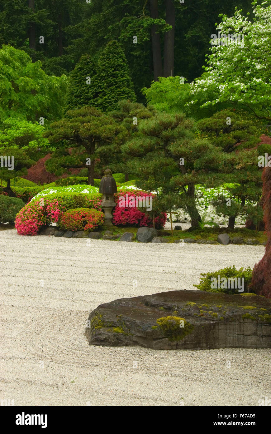 Flat Garden, Portland Japanese Garden, Washington Park, Portland, Oregon Stock Photo