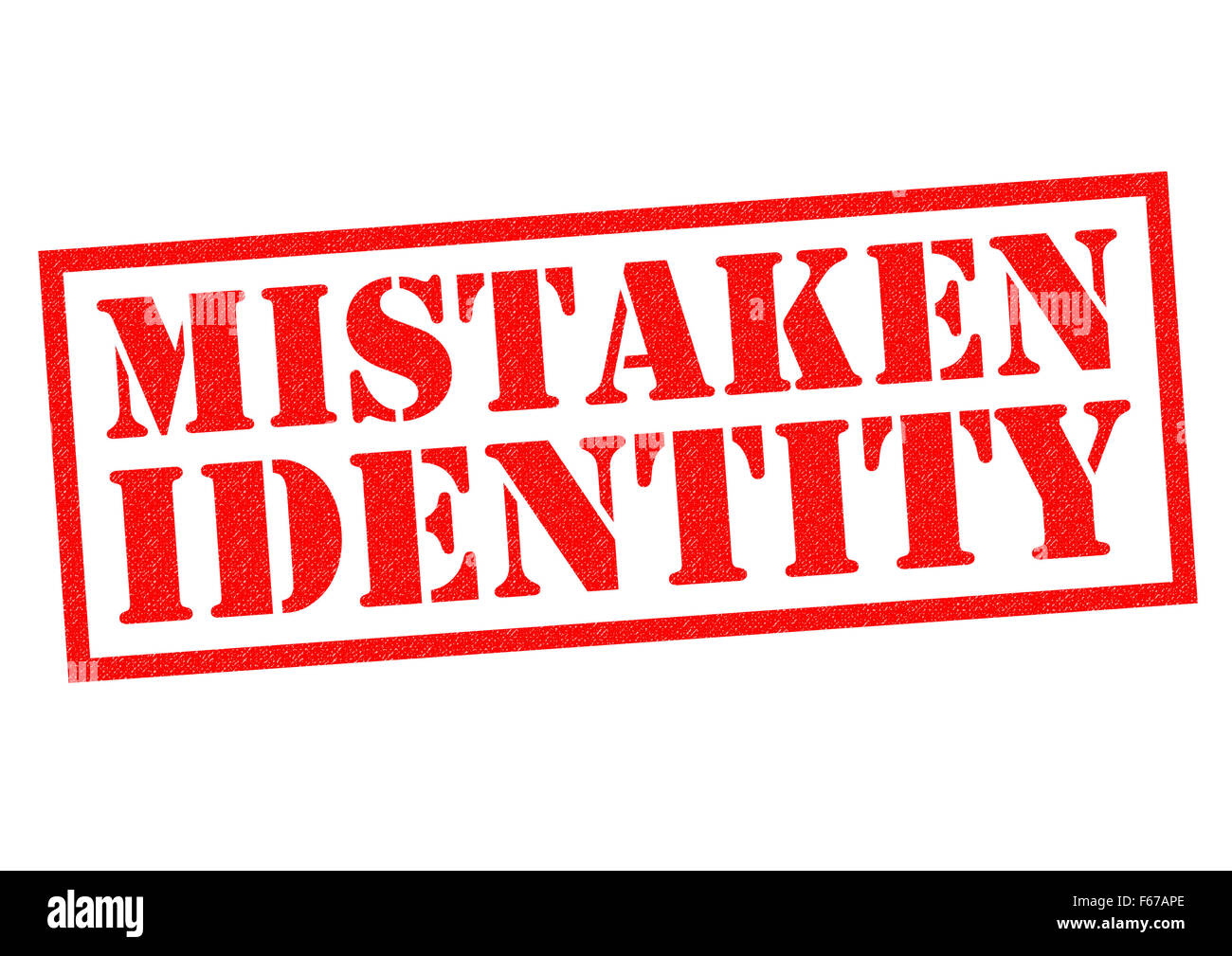 MISTAKEN IDENTITY red Rubber Stamp over a white background. Stock Photo