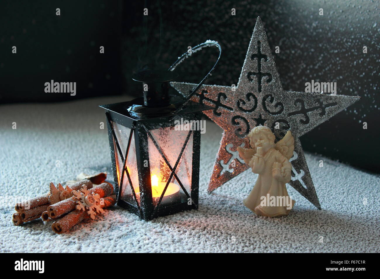 Interesting combination of Christmas decoration. Stock Photo