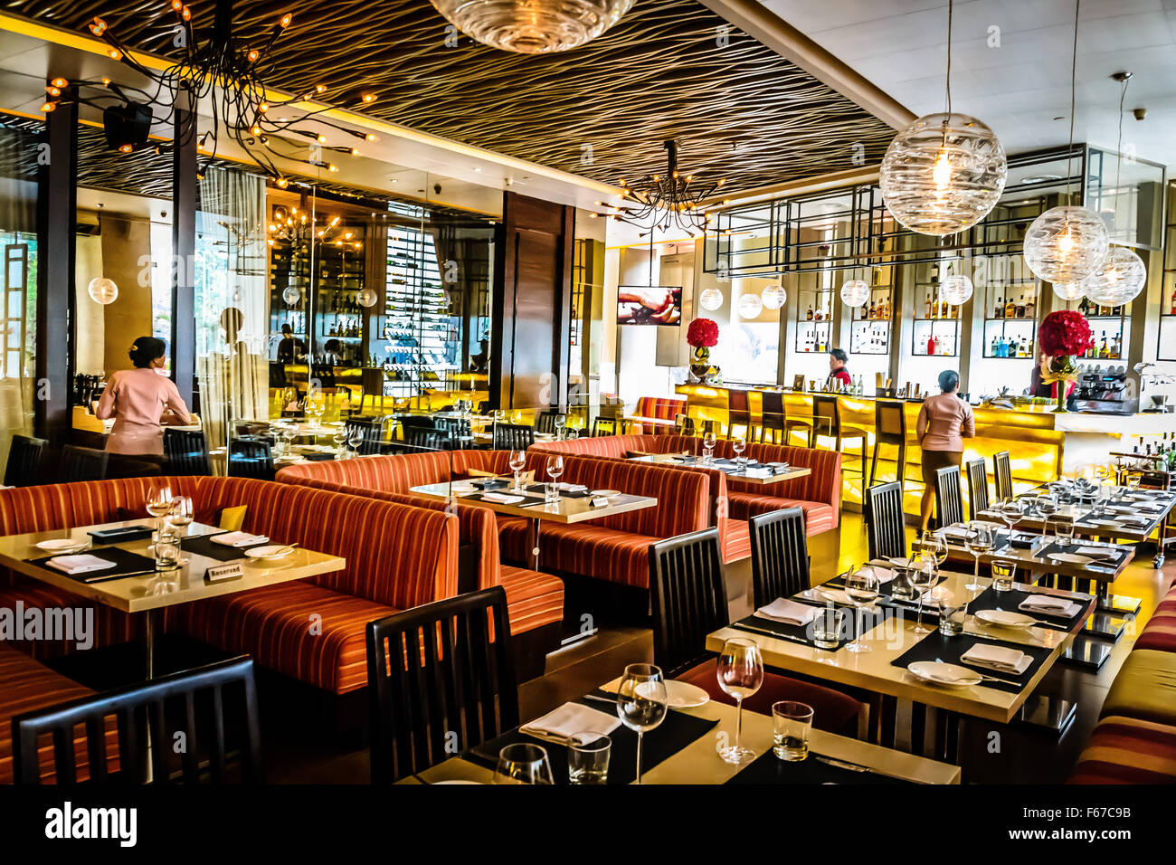 Beautiful Italian restaurant interior in Jakarta, Indonesia Stock Photo