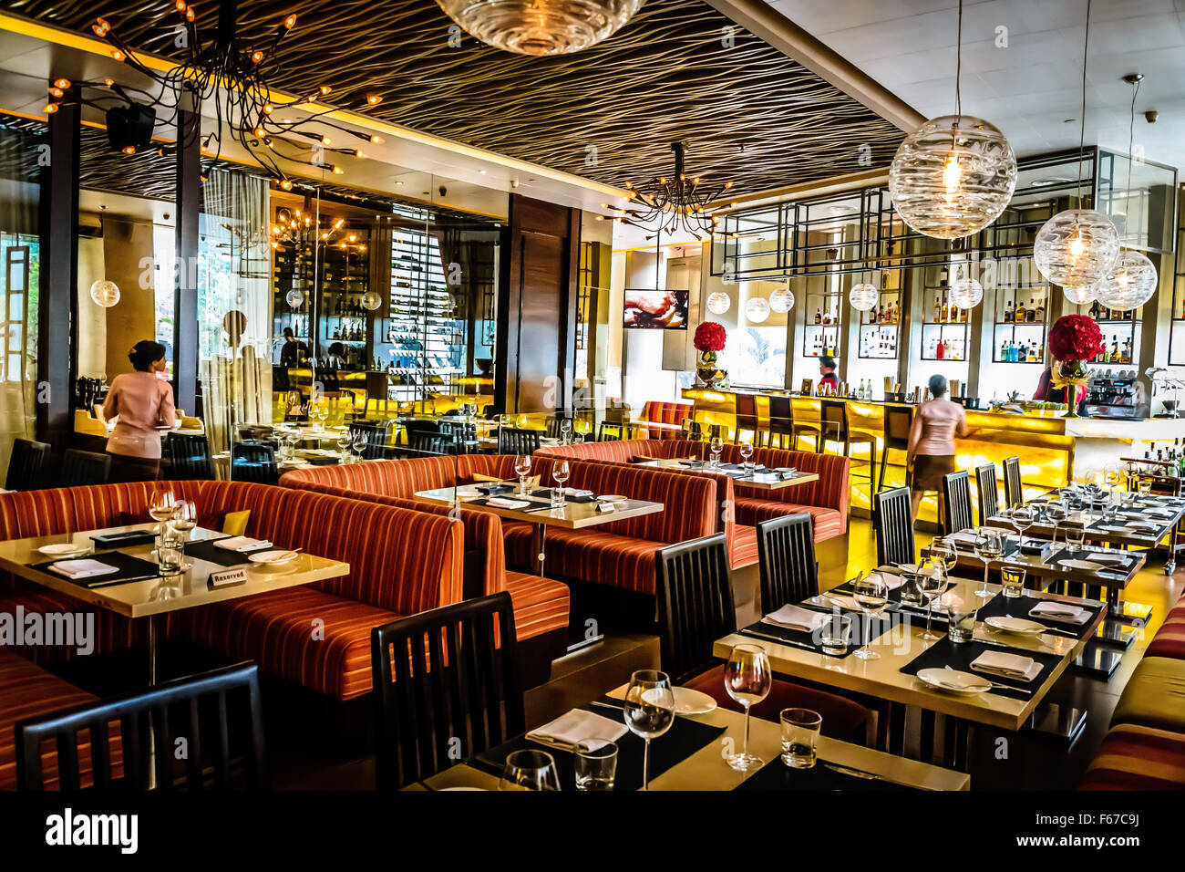 Beautiful Italian restaurant interior in Jakarta, Indonesia Stock Photo