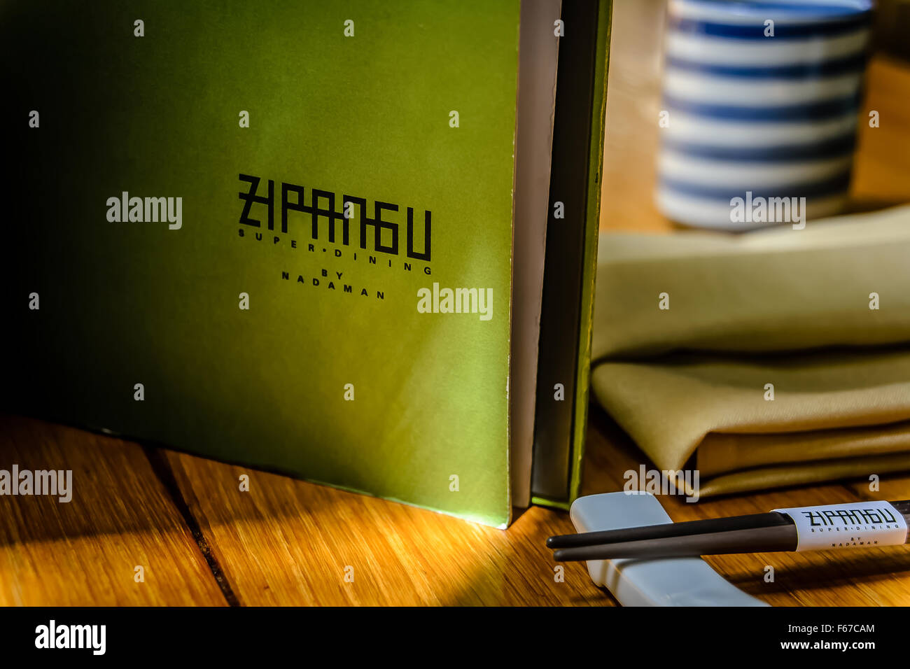 Japanese restaurant menu and chopsticks Stock Photo Alamy