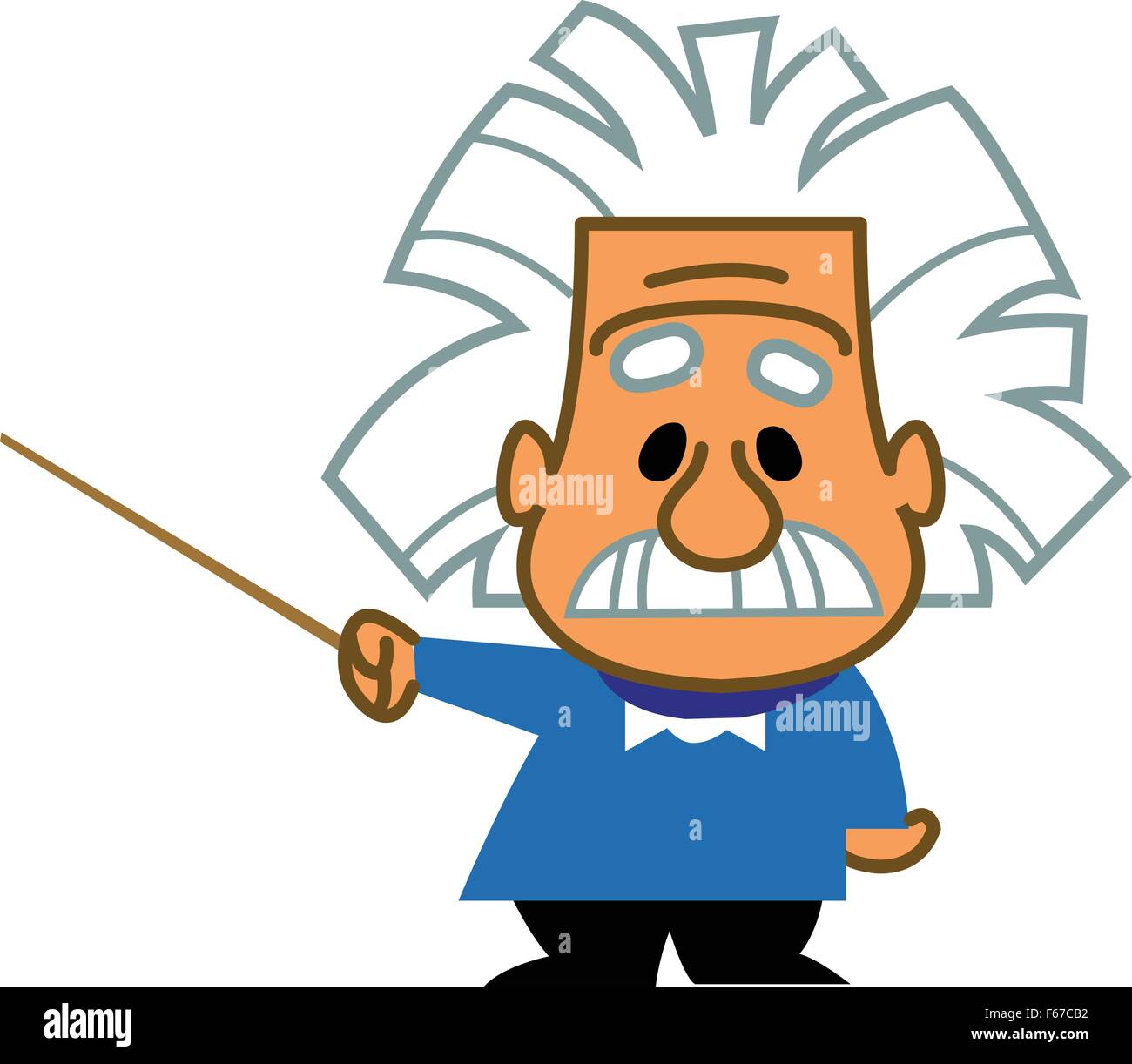 Albert Einstein cartoon scientist genius professor teacher holding a pointer Stock Vector