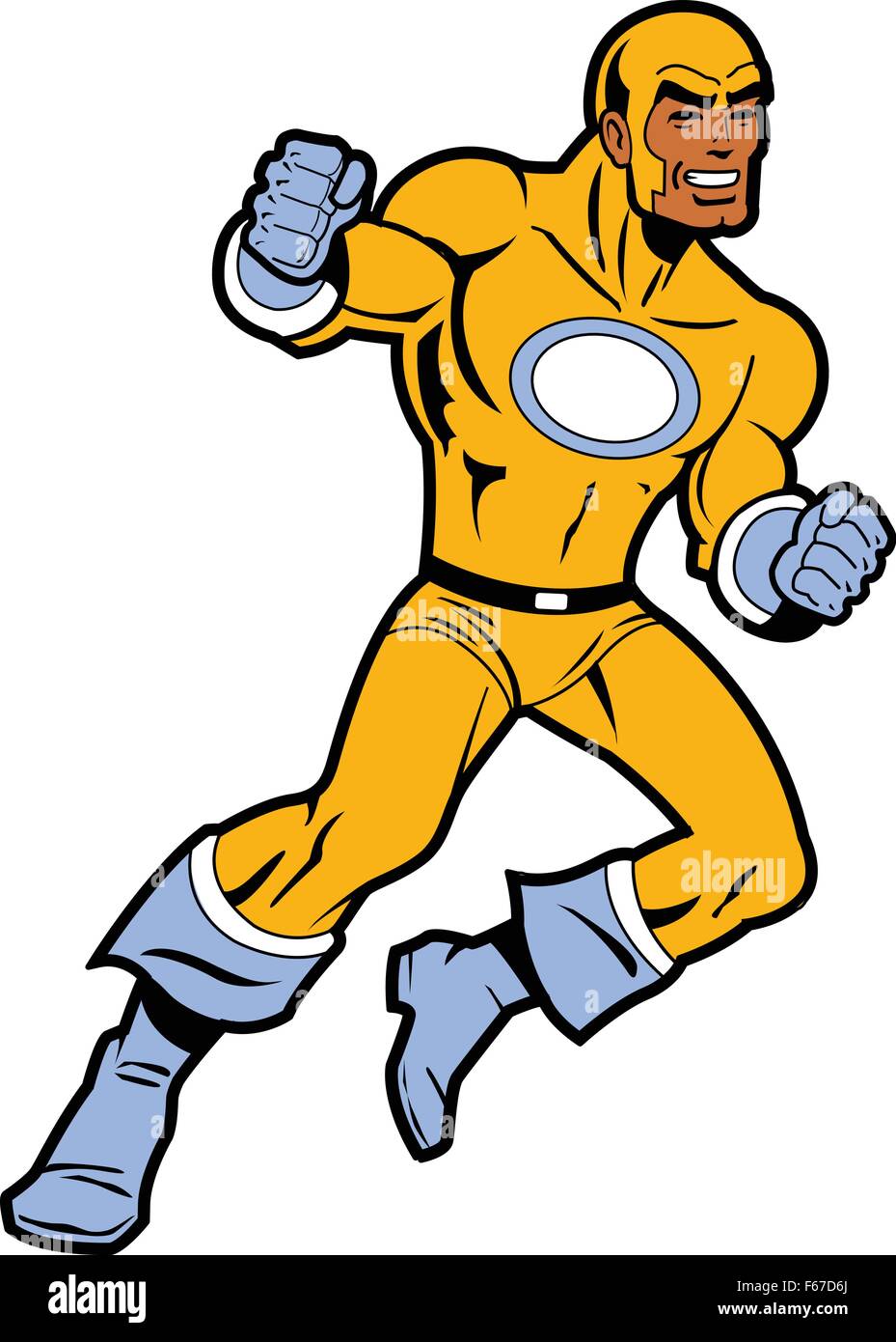 Black Superhero With Clenched Fists Fighting and Throwing a Punch Stock Vector