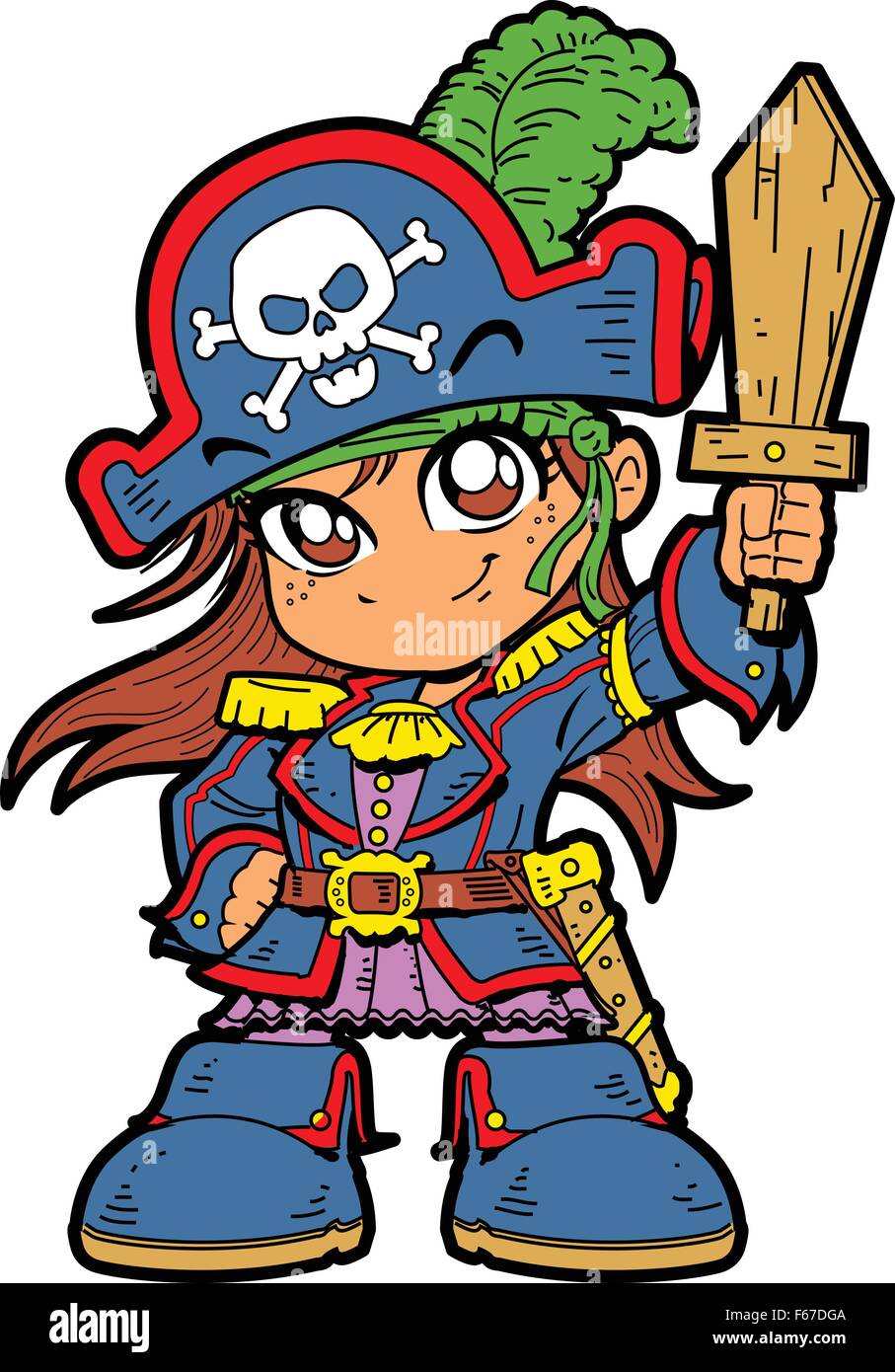 Vector manga anime pirate japan character cute cartoon 14439433 Vector Art  at Vecteezy