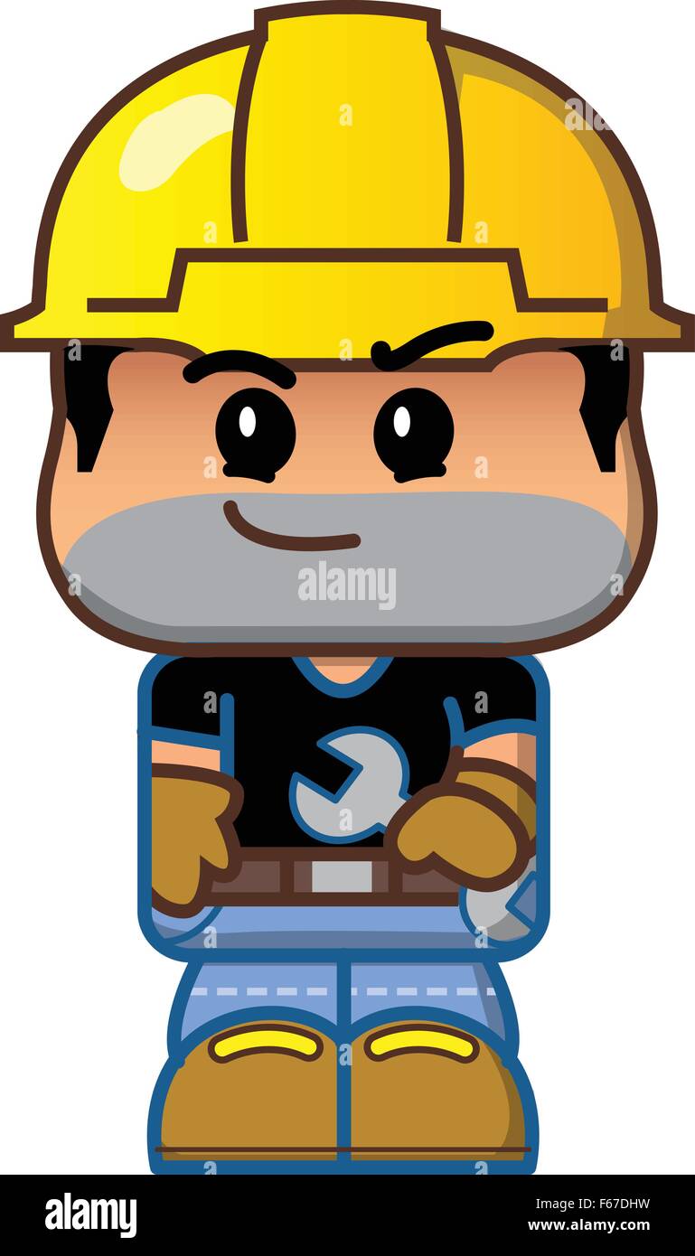 Cute Cartoon Construction Worker Avatar Stock Vector