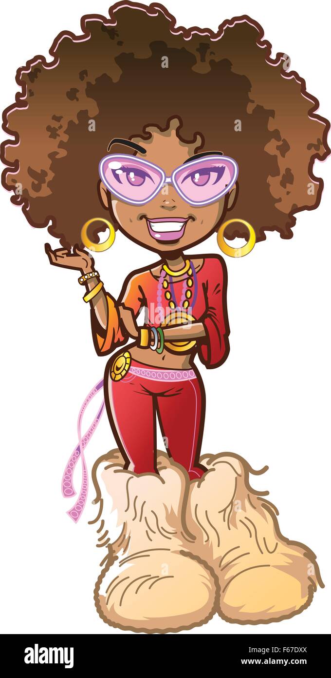 Funky Woman From the Seventies with Big Afro Stock Vector