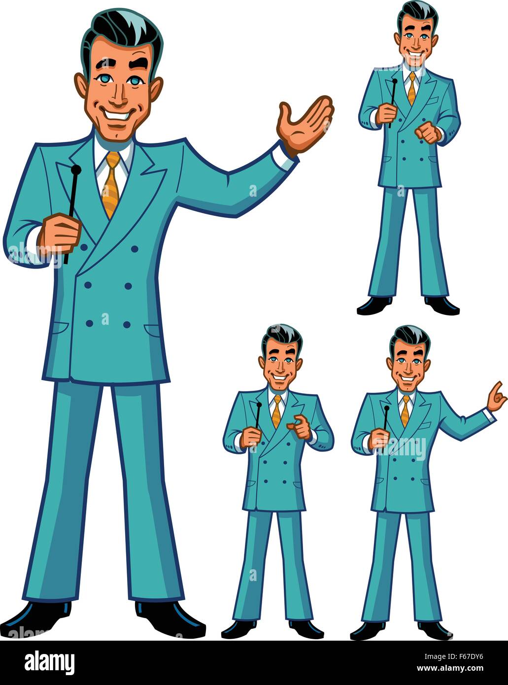 TV Game Show Host in Four Classic Poses Stock Vector