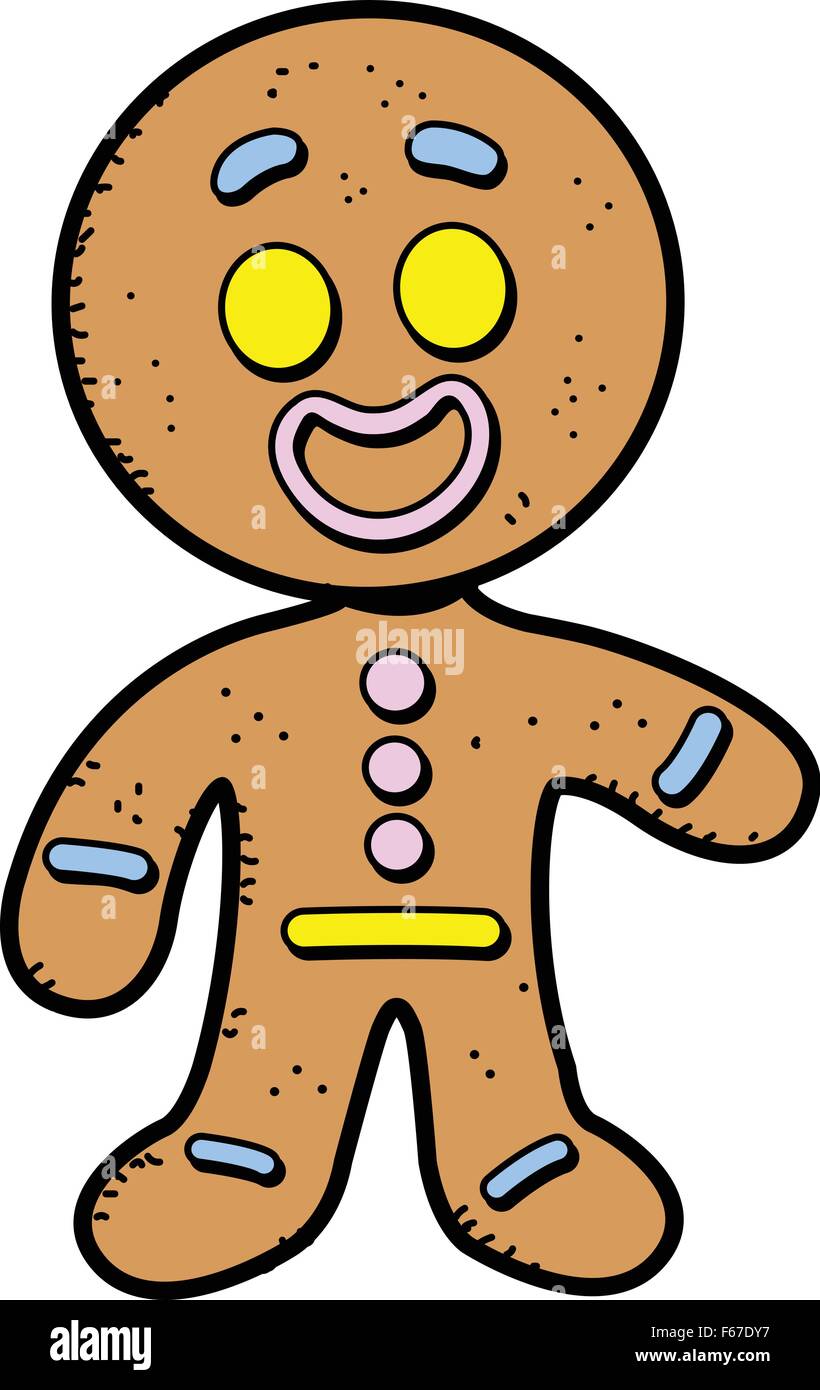 Happy Smiling Cartoon Gingerbread Man Cookie Stock Vector