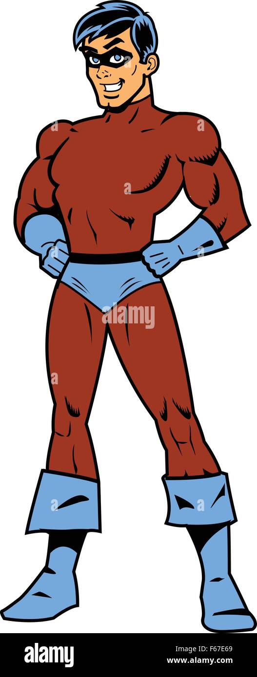 Masked Superhero With Arms Akimbo Stock Vector