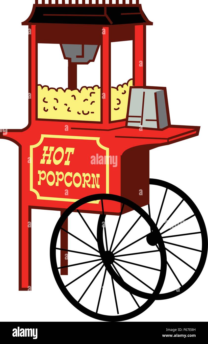 Cartoon Illustration of a Popcorn Machine Stock Vector