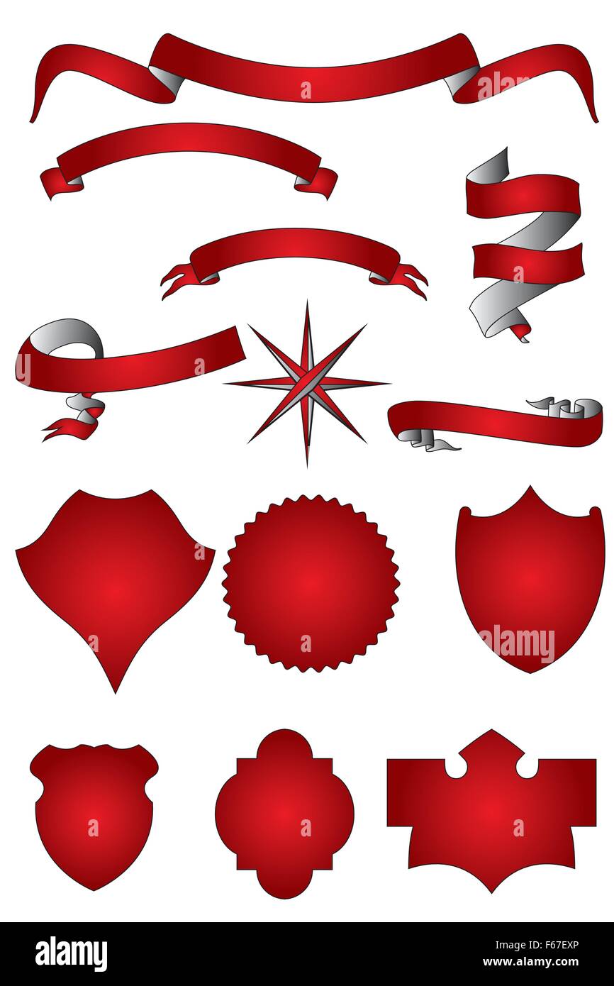 Vintage shields and banners isolated on white available as vectoreps