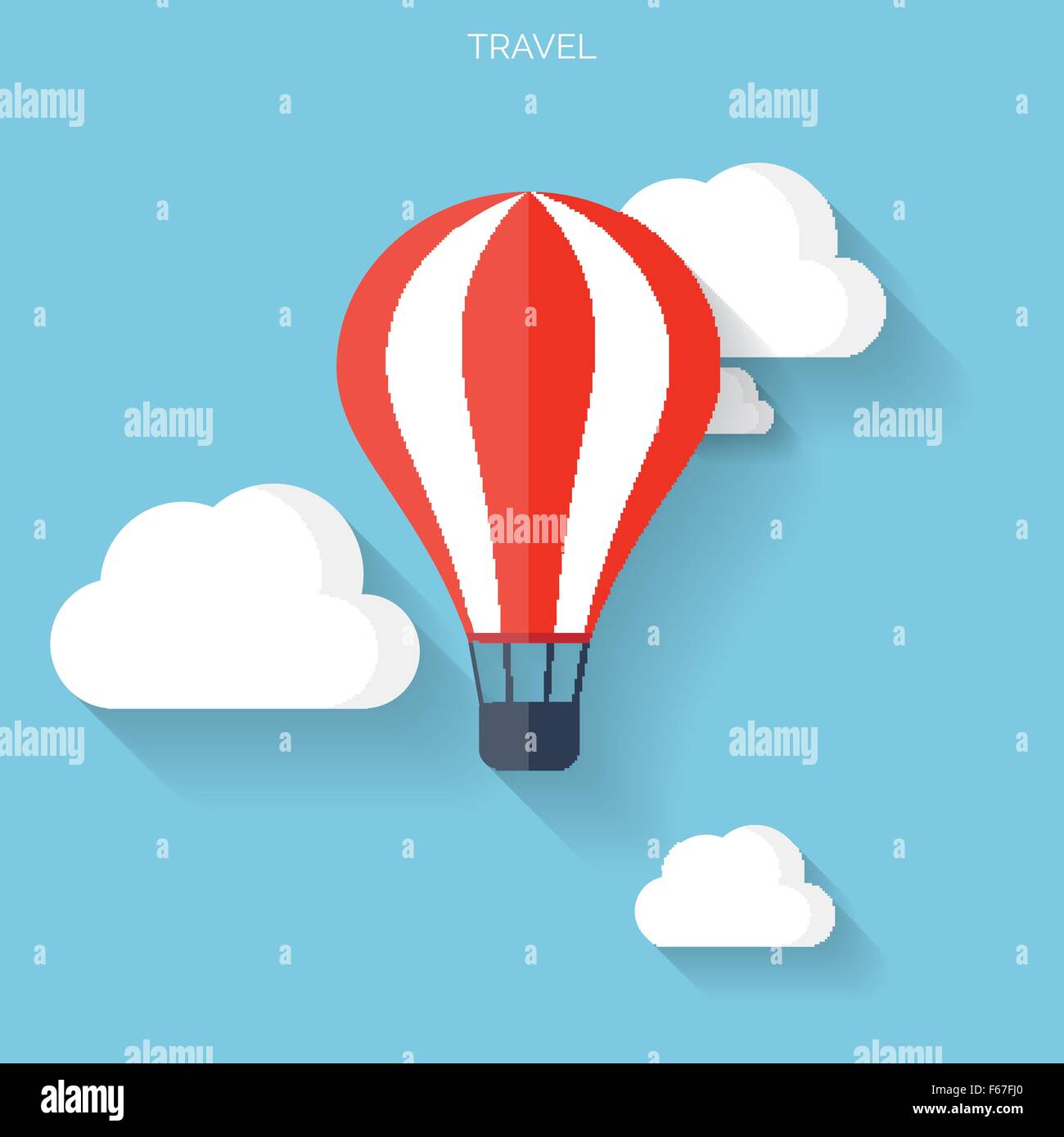 Flat air balloon with clouds web icon. Stock Vector