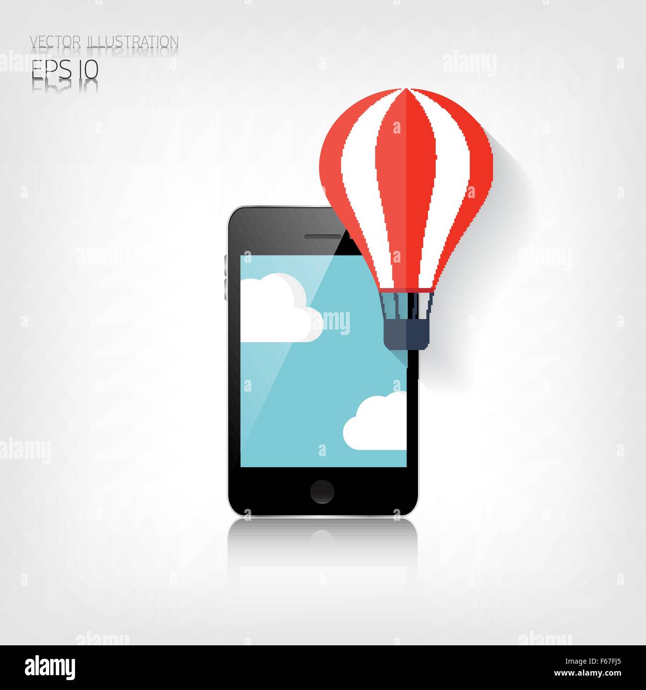 Flat air balloon web icon.Realistic detalized flat smartphone Stock Vector