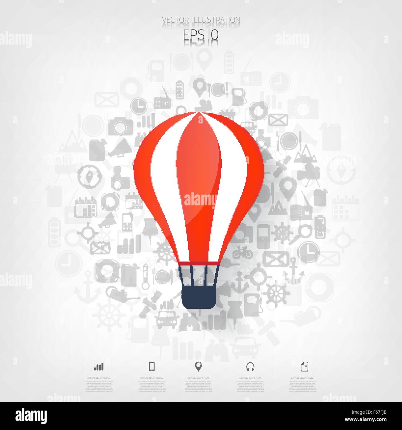 Flat air balloon web icon. Web application icons. Project start up. Business aim. Stock Vector