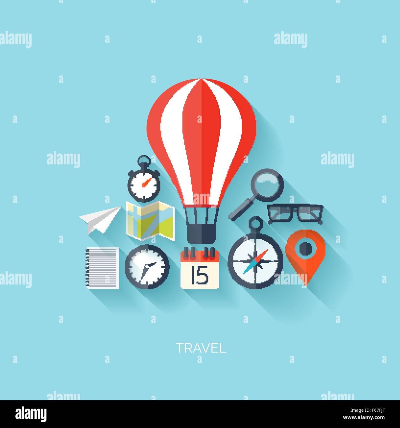 World travel concept background. Flat icons Stock Vector Image & Art ...