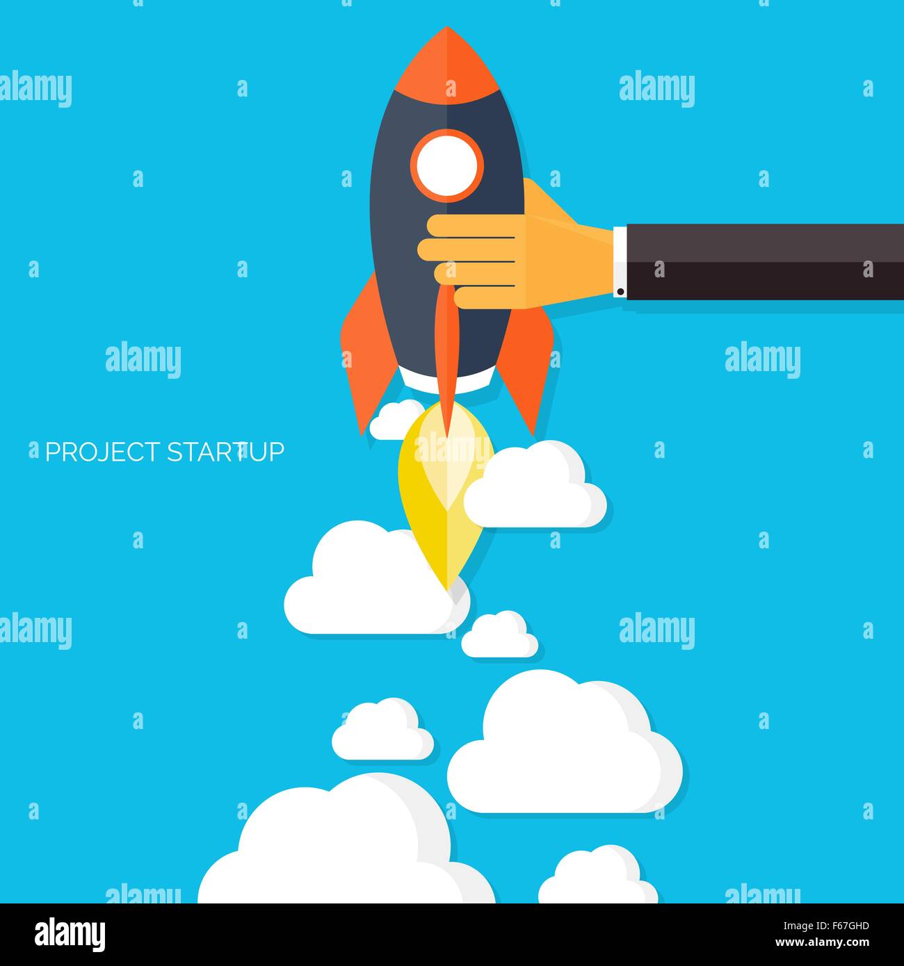 Flat rocket icon. Startup concept. Project development Stock Vector ...