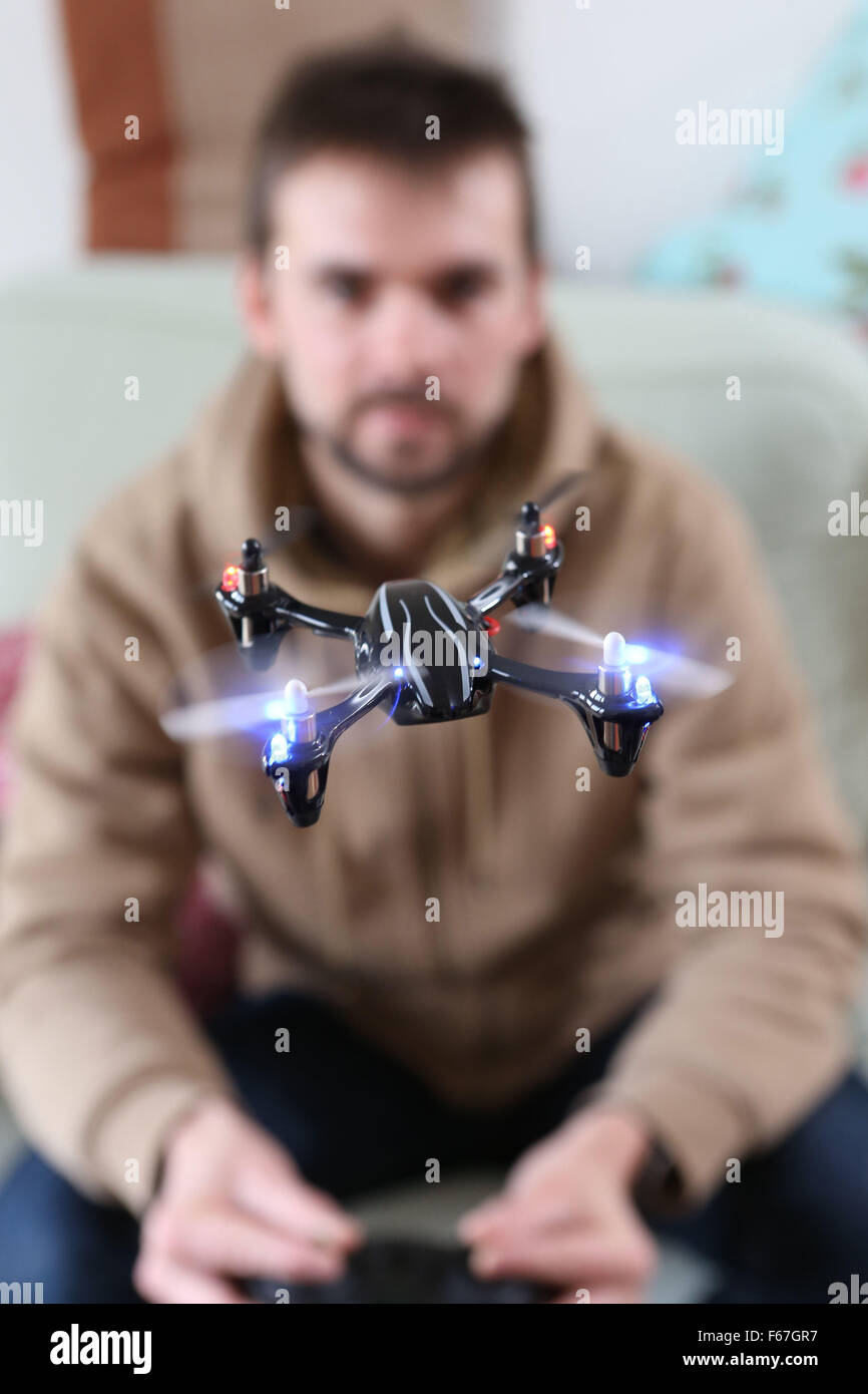 Generic illustration on the theme of recreational drones (unmanned aerial vehicles) Stock Photo