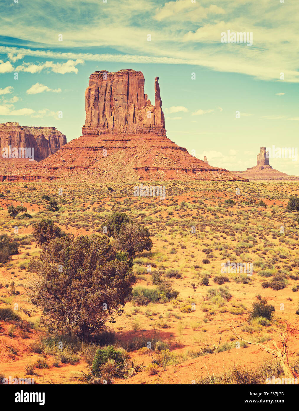 Retro old film style photo of Monument Valley, Utah, USA. Stock Photo