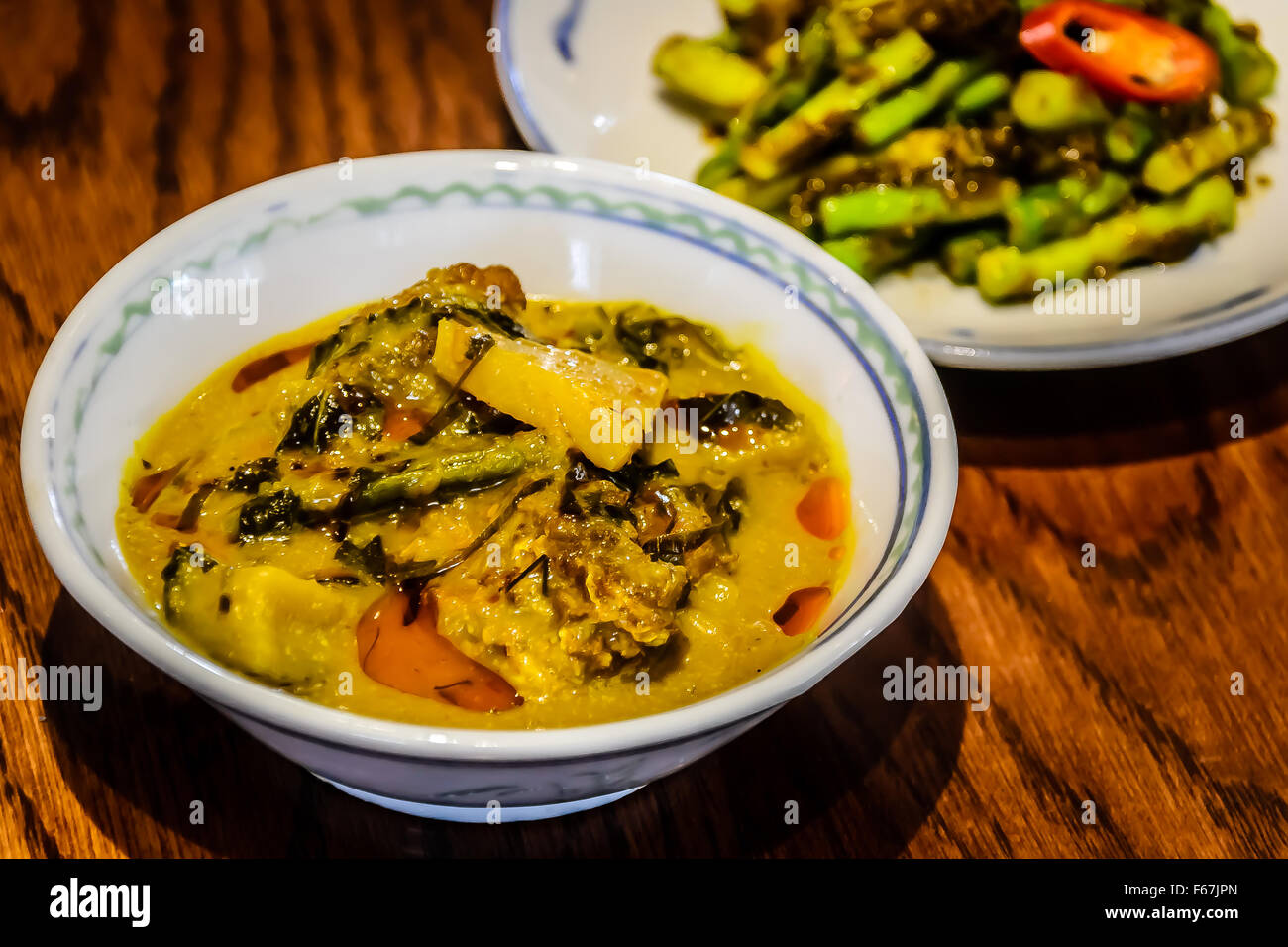 Perut Ikan Barramundi with aged old Peranakan herbs and spices Stock