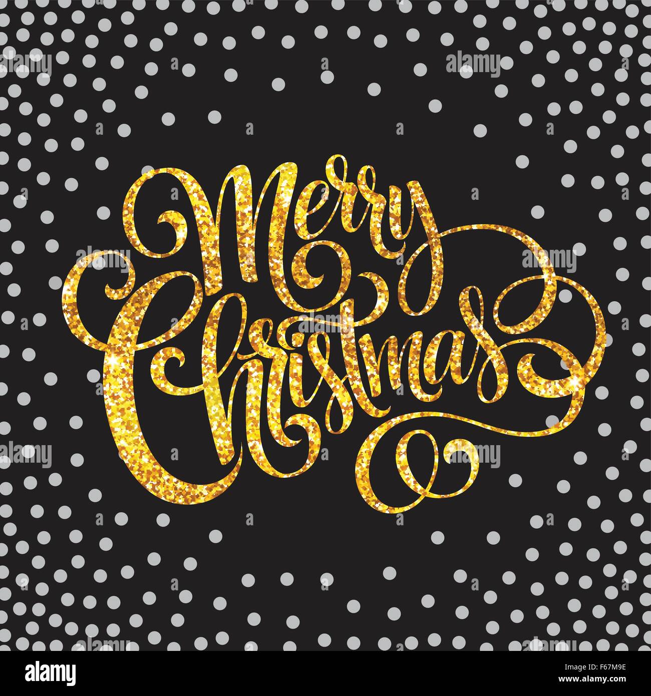 Merry Christmas gold glittering lettering design. Vector illustration ...