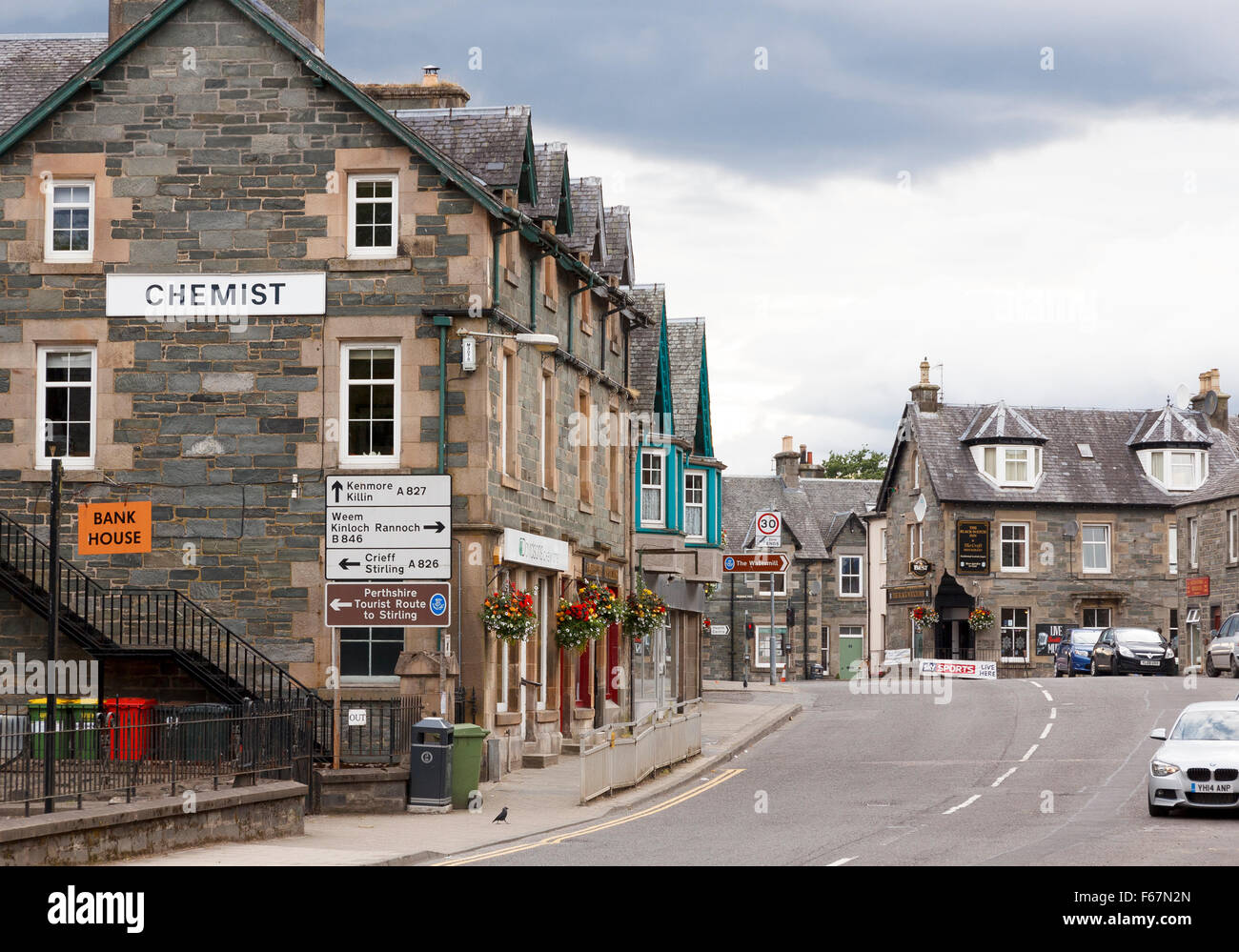 The town centre, Aberfeldy, Perthshire, Scotland Stock Photo