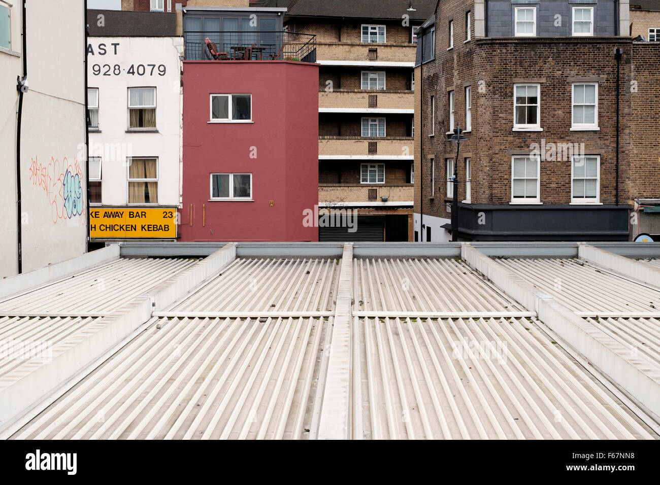 Buildings on Lower Marsh, Waterloo viewed over rooftops Stock Photo